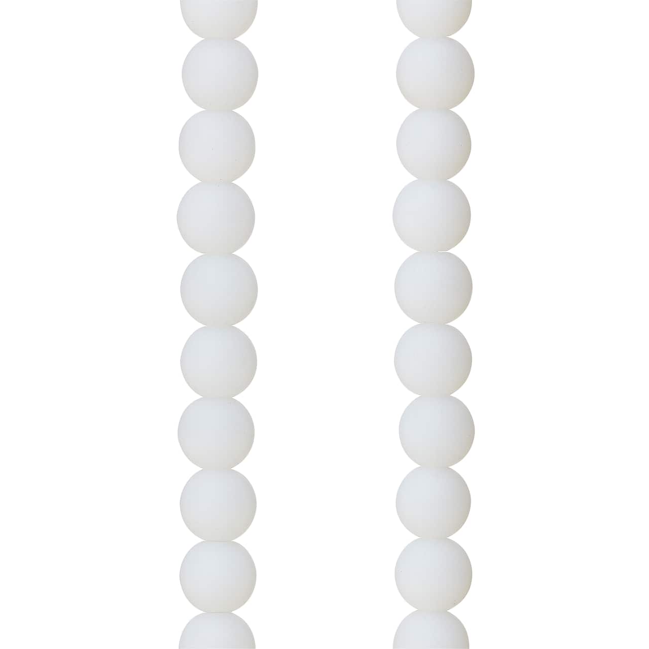 12 Pack: Opaque White Glass Round Beads, 8mm by Bead Landing™